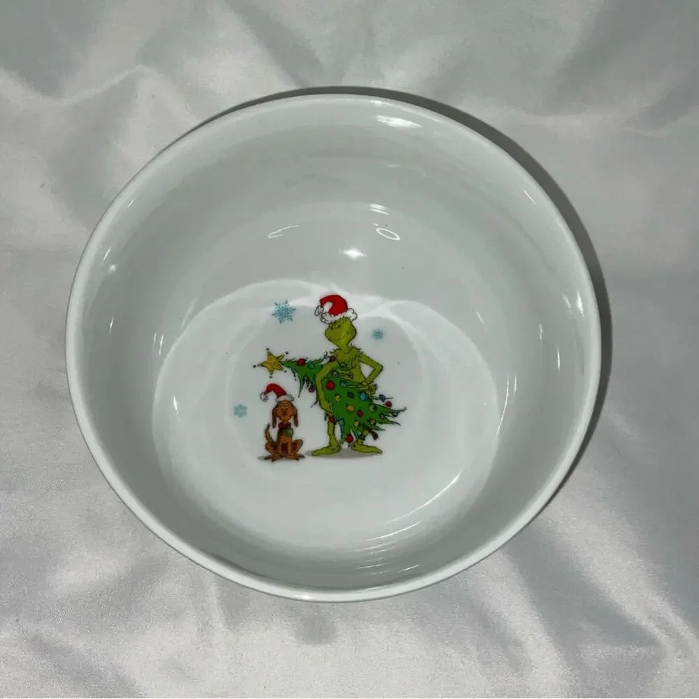 NEW ZRIKE DR SEUSS GRINCH WHO STOLE CHRISTMAS MAX WHITE CEREAL BOWL